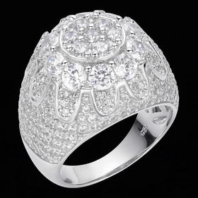 925 Sterling Silver Crown Dome Moissanite Ring