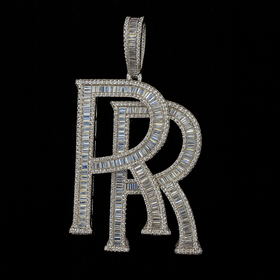 925 Sterling Silver Moissanite RR Pendent