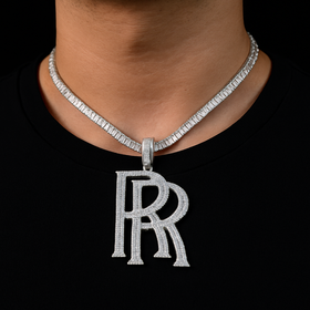925 Sterling Silver Moissanite RR Pendent