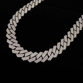 925 Silver 16MM Cuban Link Chain VVS Moissanite