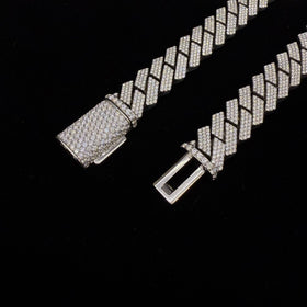 925 Silver 16MM Cuban Link Chain VVS Moissanite