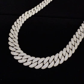 925 Silver 18MM Dome Style Cuban Link Chain VVS Moissanite