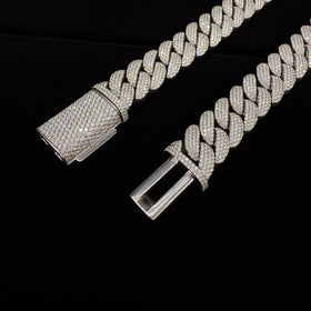 925 Silver 18MM Dome Style Cuban Link Chain VVS Moissanite