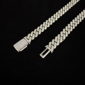 925 Silver 13MM Cuban Link Chain VVS Moissanite