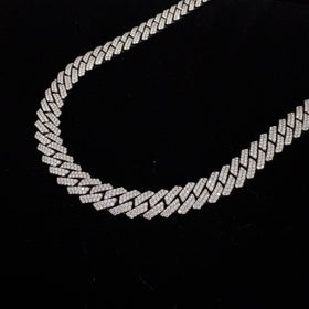 925 Silver 13MM Cuban Link Chain VVS Moissanite