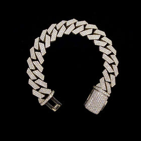 925 Silver 16MM Sharpie Style Cuban Link Bracelet VVS-D Moissanite