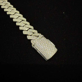 925 Silver 13MM Sharpie Style Cuban Link Bracelet VVS-D Moissanite