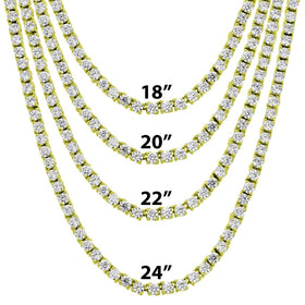 3mm 18"-24" One Row Black Tennis Necklace Hip Hop Chain