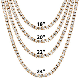 3mm 18"-24" One Row Black Tennis Necklace Hip Hop Chain