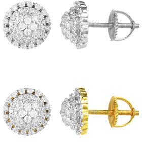 3D Iced 3 Layered Circle Shaped .925 Earrings