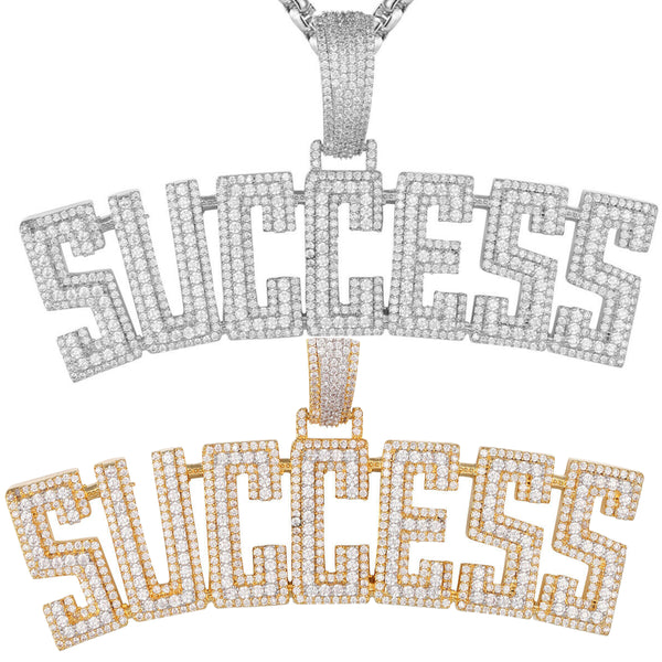 Custom Success Simulated Diamond Pendant With Chain - Iced Out Customs