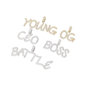 Custom Name Baguette Initials Necklaces & Pendant With Chain