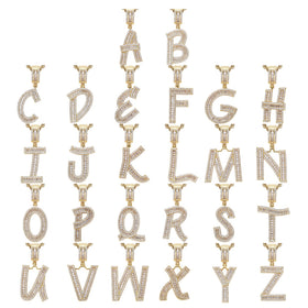 Custom Name Baguette Initials Necklaces & Pendant With Chain