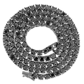 3mm 18"-24" One Row Black Tennis Necklace Hip Hop Chain