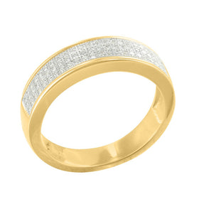 14k Gold Tone Wedding Ring Mens Engagement Band Cubic Zironia Sterling Silver 925