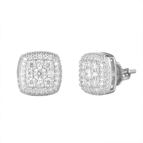 Copy of Custom Designer 3D Square Baguette Sterling Silver Earrings